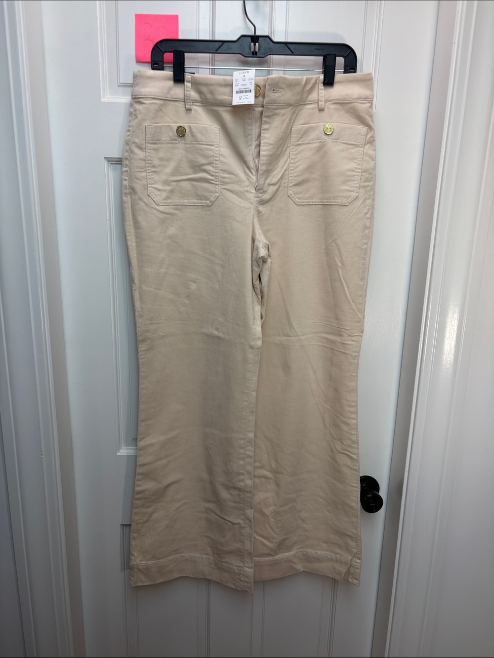 J. Crew Cream Wide-Leg Corduroy with Front Patch Pockets